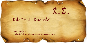Kürti Dezső névjegykártya